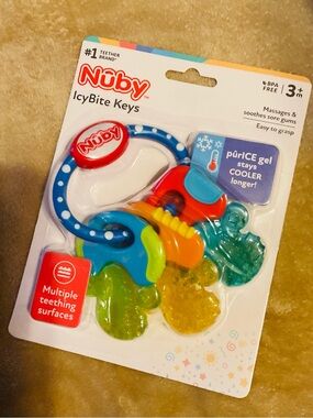 🆕Nūby IcyBite Keys / #1Teether Brand / Massages & soothes sore gums /Easy grasp